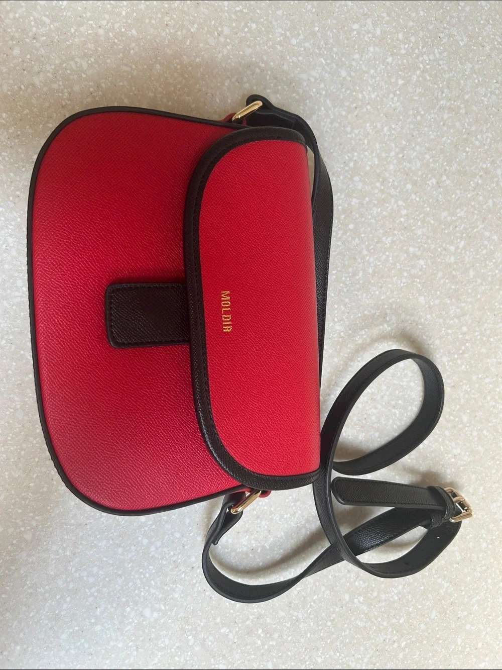 Moldir Red Crossbody Bag with Black Trim